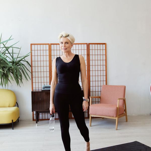 Yoga essentials like mat, water bottle and comfortable clothes.